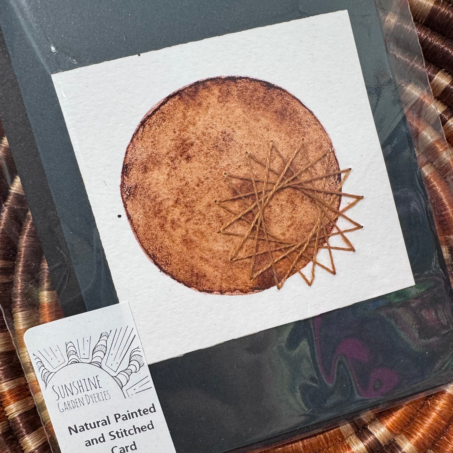 Natural Colours - Hand Painted and Stitched Card