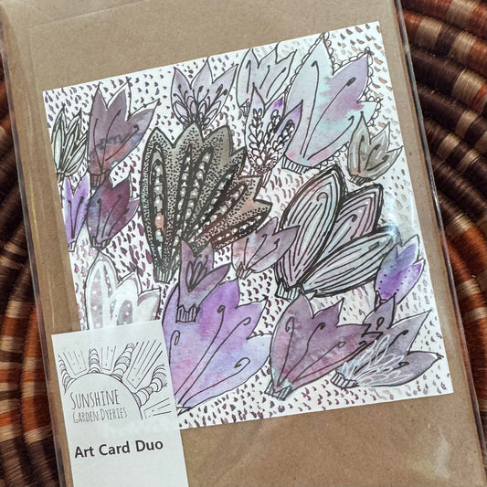 Watercolour - Hand Painted  & Drawn Card Duo